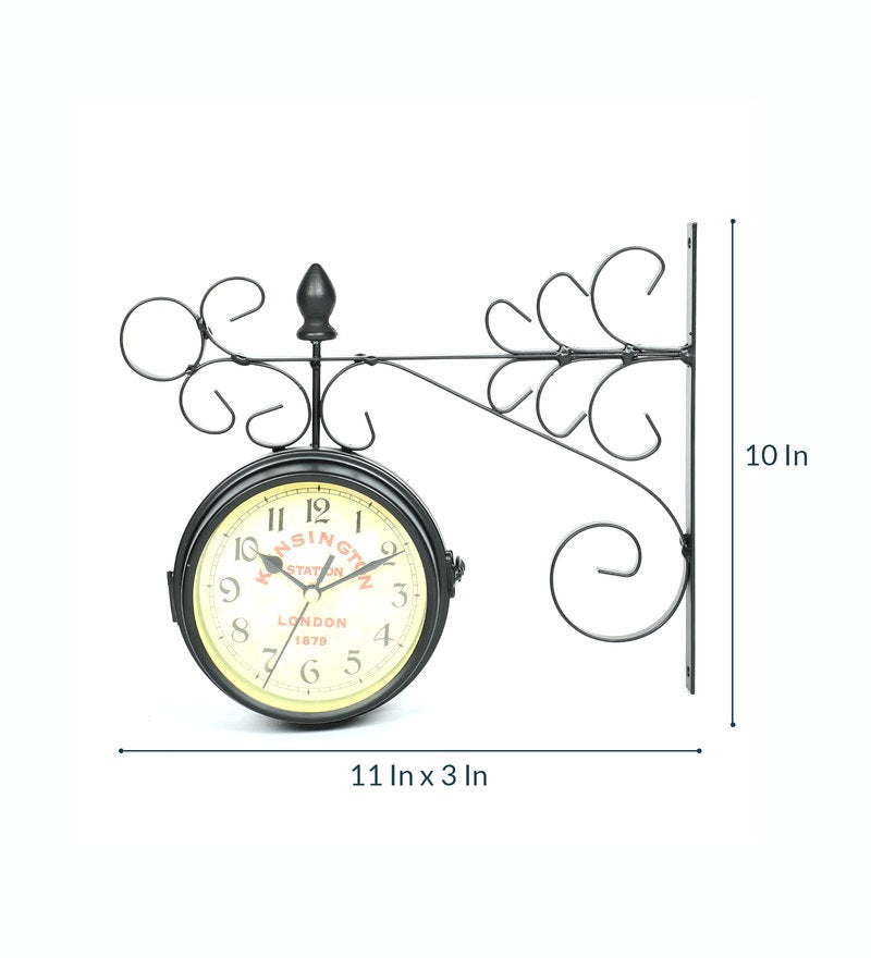 Black Flower Bracket Victorian Double Sided Wall Clock