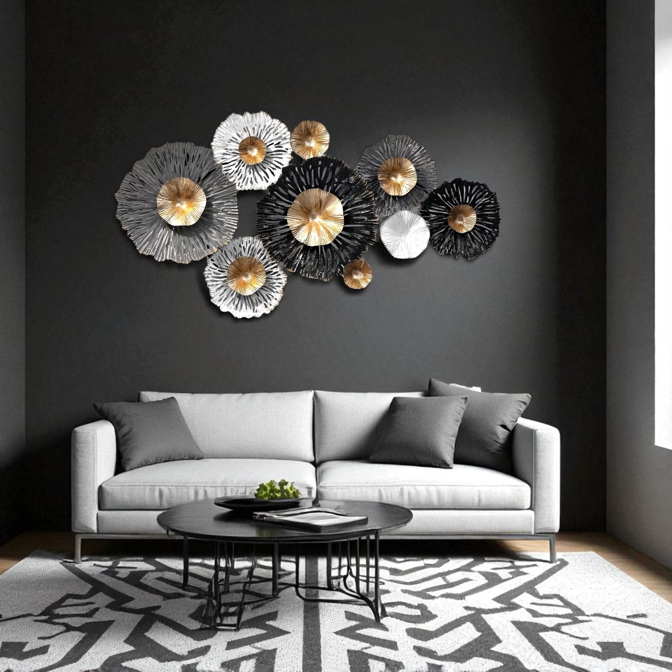 Black & White Twilight Bloom Trail Floral Wall Art