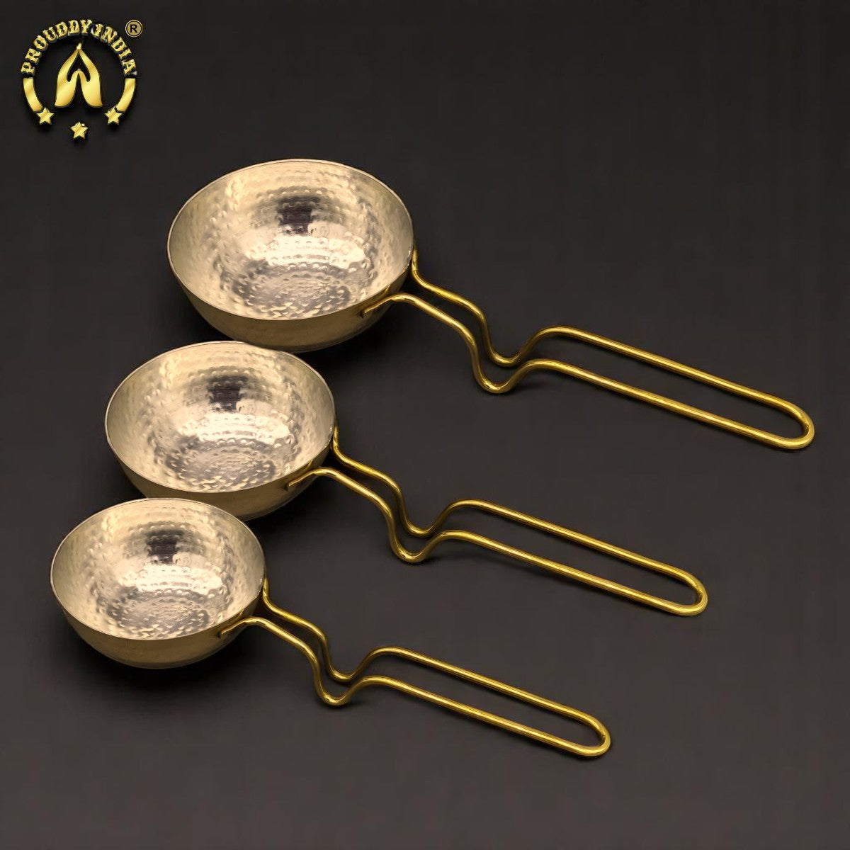 Set of 3 Brass Tadka Pan