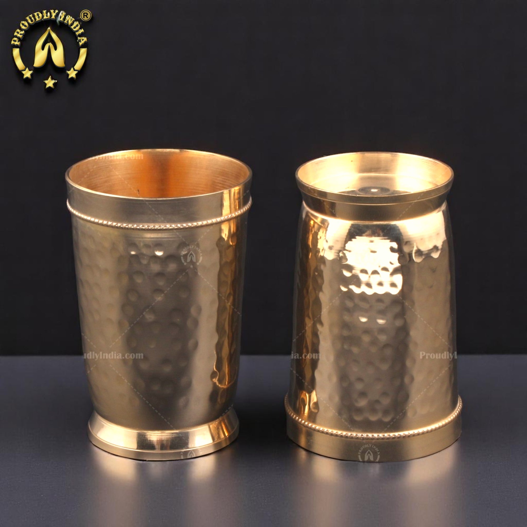 Brass Sturdy Hammered Glass