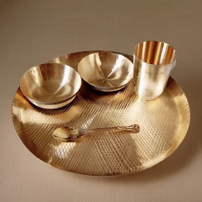 Geometric Lead Free Bronze Kansa Thali