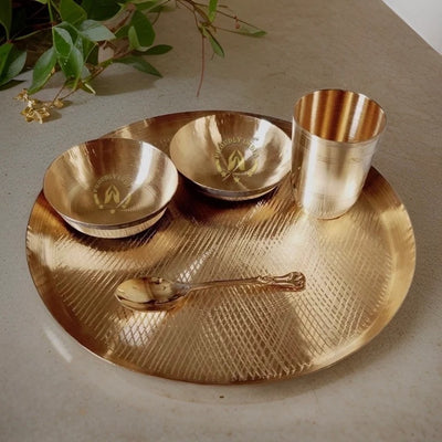 Geometric Lead Free Bronze Kansa Thali