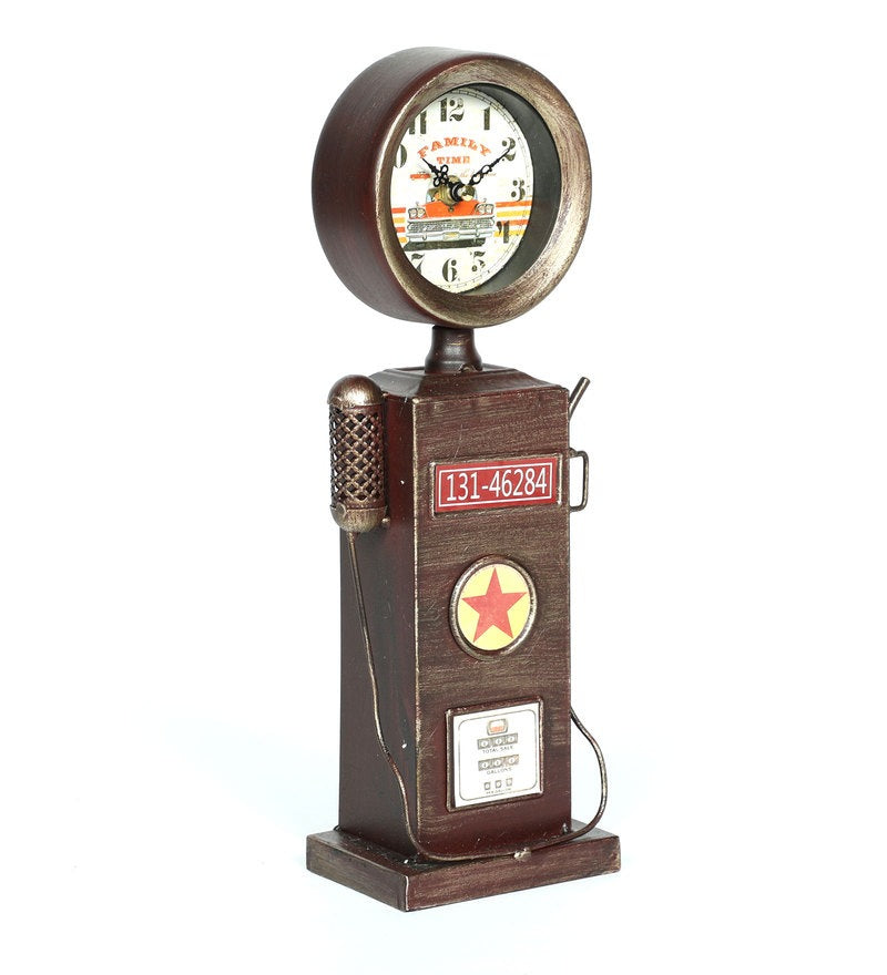 Vintage Pump Station Iron Table Clock