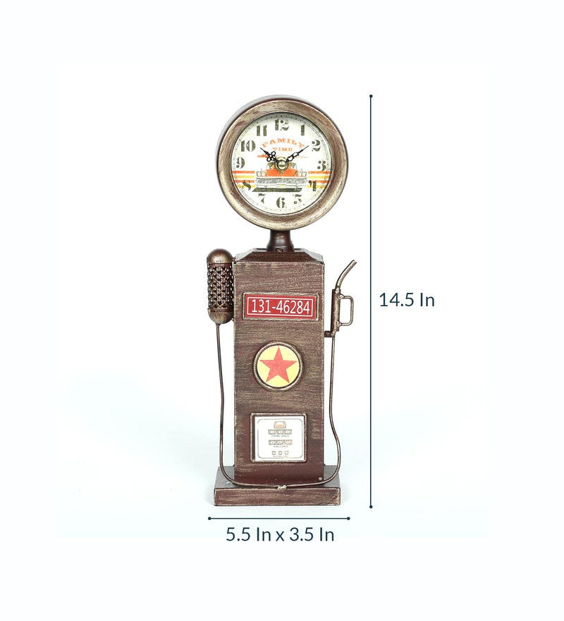 Vintage Pump Station Iron Table Clock