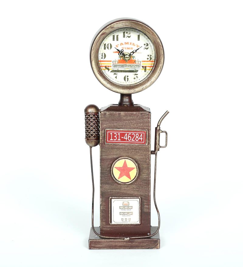 Vintage Pump Station Iron Table Clock