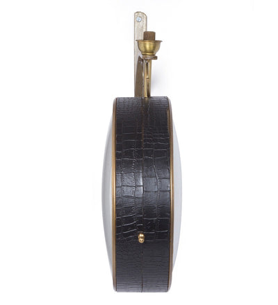 Dark Brown Leather Double Sided Station Victoria Wall Clock