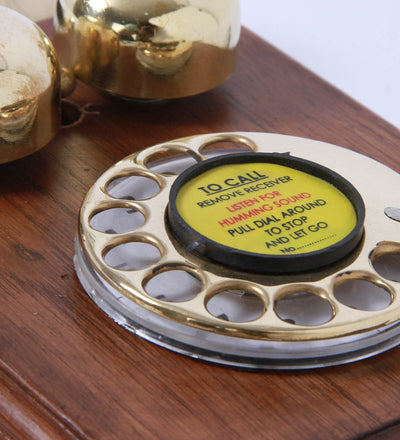 Wood And Brass Retro Telephone With Shelf