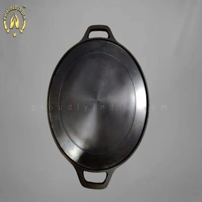 12 Inch Induction Base Cast Iron Dosa Tawa with Dual Handle