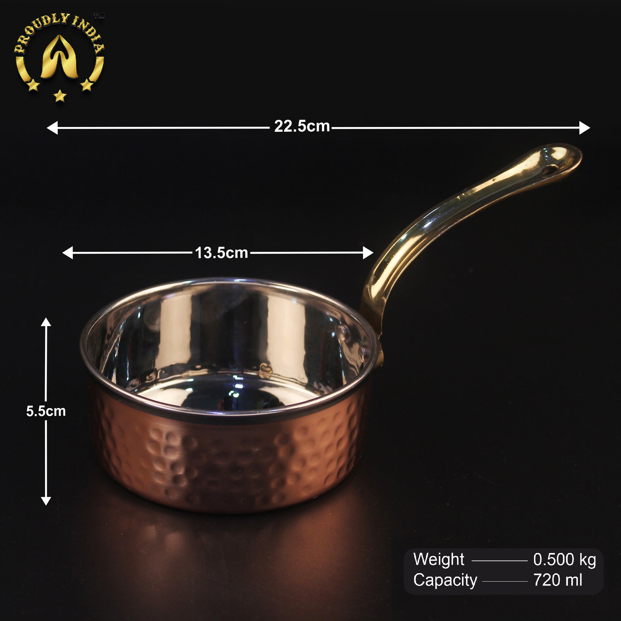 Set Of 3 Heavy Copper Hammered Pan