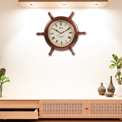 Wooden Ship Wheel Maritime Exclusive Clock