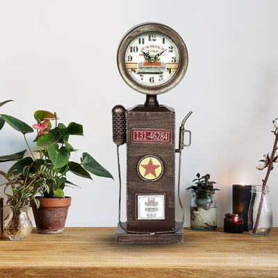 Vintage Pump Station Iron Table Clock