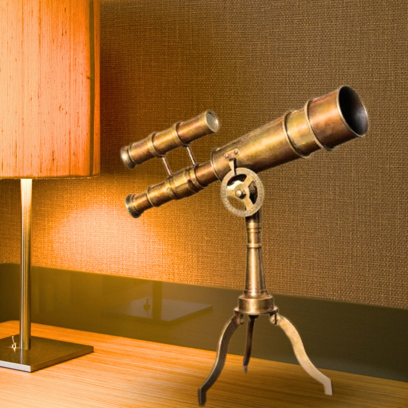 Mini Antique Brass Telescope With Tripod Stand
