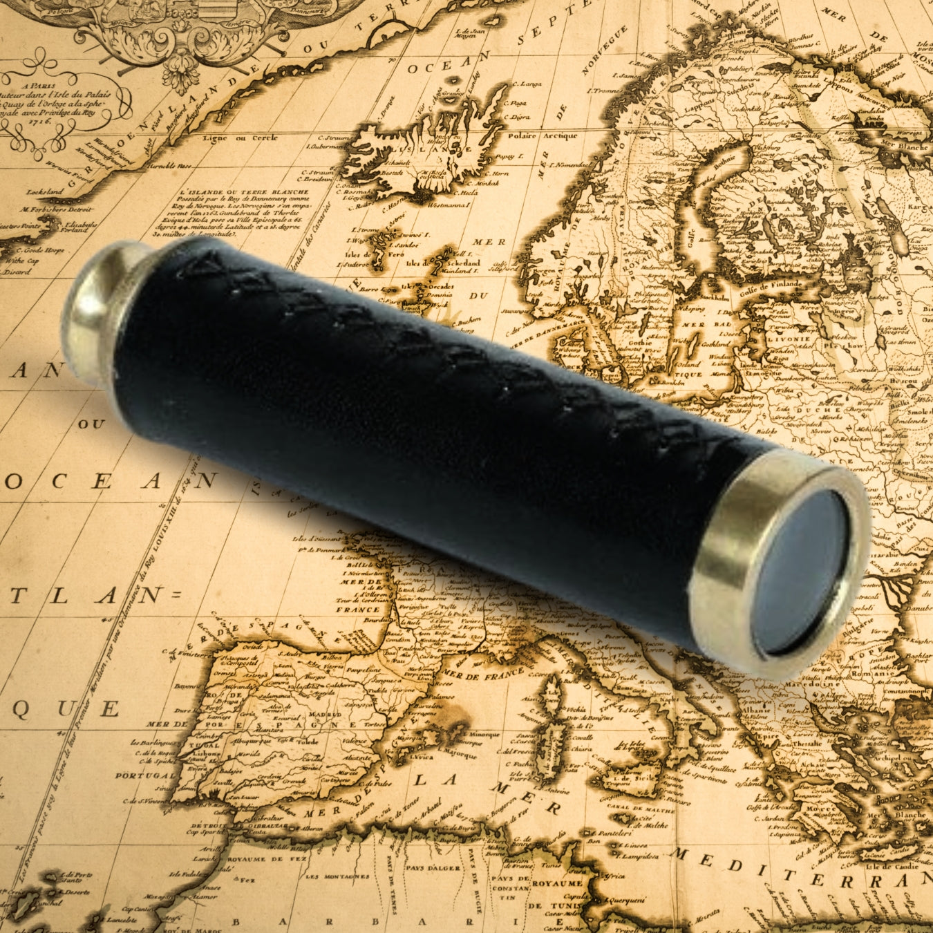 Black And Gold Finish Brass Telescope