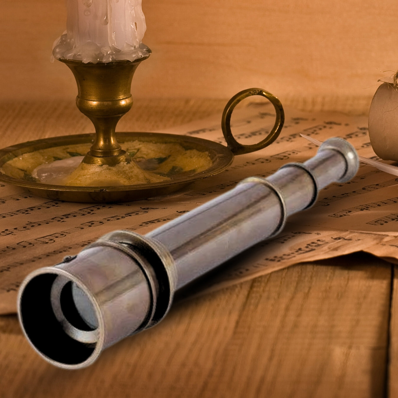 Brown Brass Torch Styled Antique Telescope