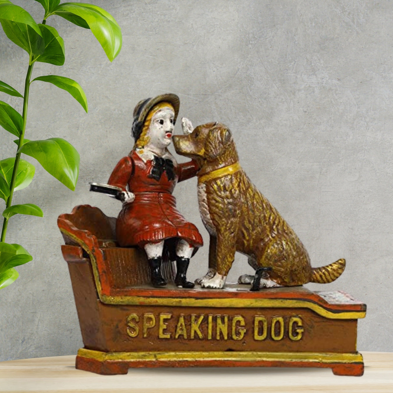 Iron Made Antique Style Speaking Dog Money Piggy Bank
