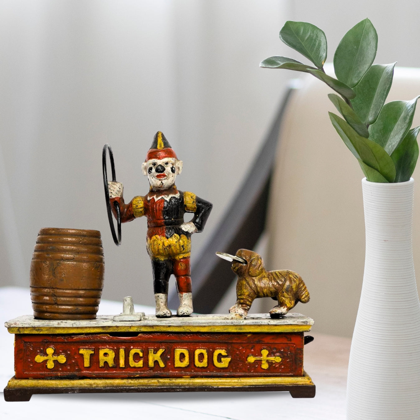 Iron Made Creative Barrale Money-Trick Dog Piggy Bank