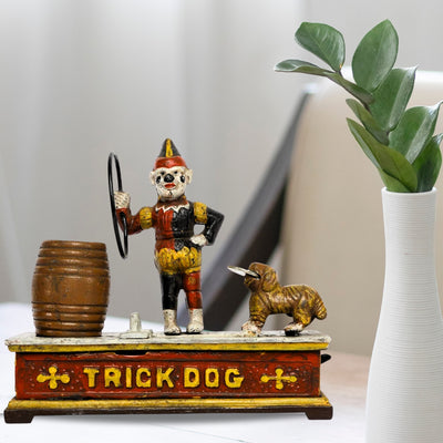 Iron Made Creative Barrale Money-Trick Dog Piggy Bank