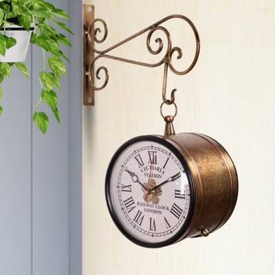 Brown Iron Metal Carving Victoria Wall Clock