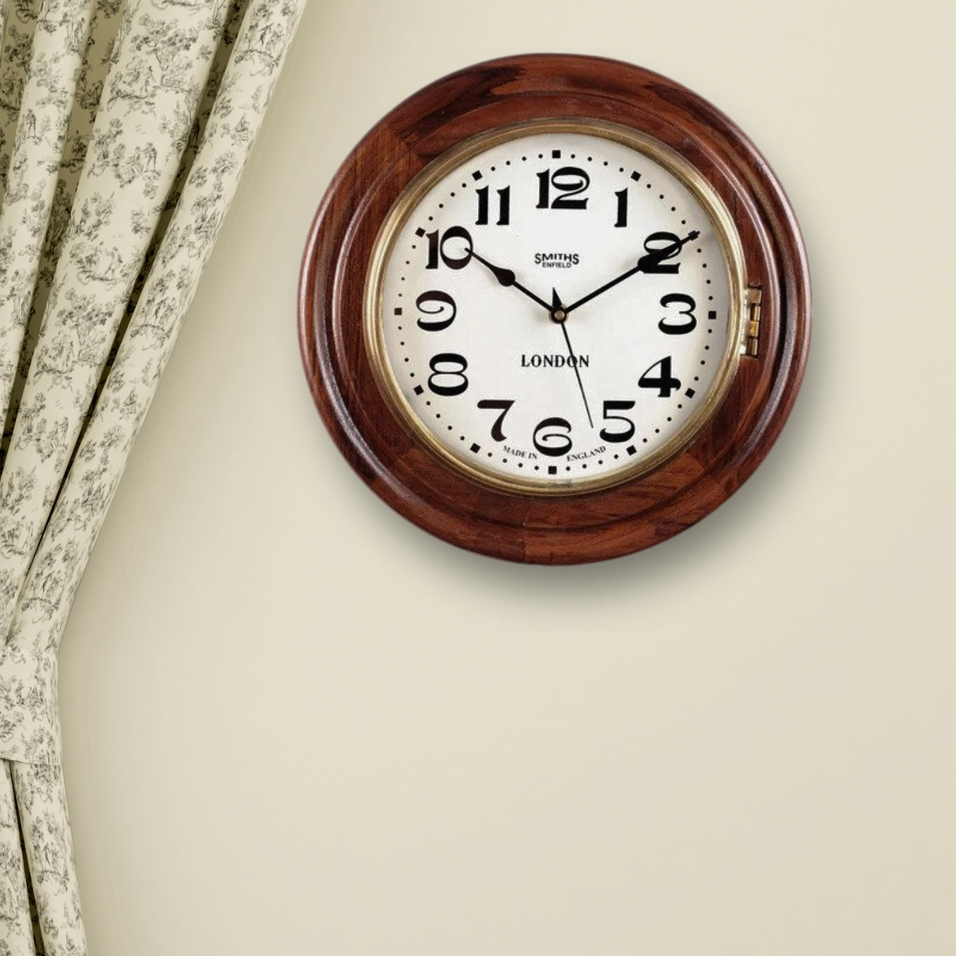 Brown Solid Wood Open Escapement Analog Wall Clock