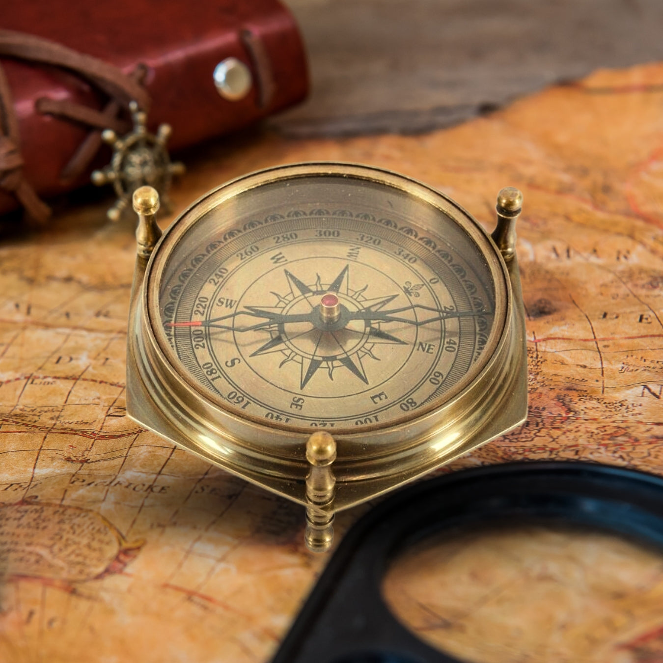 Brass Antique Six Edged Vintage Compass