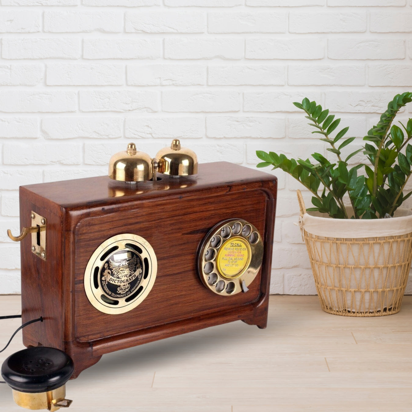Brown Wooden Fully Working Replica Antique Radio Telephone