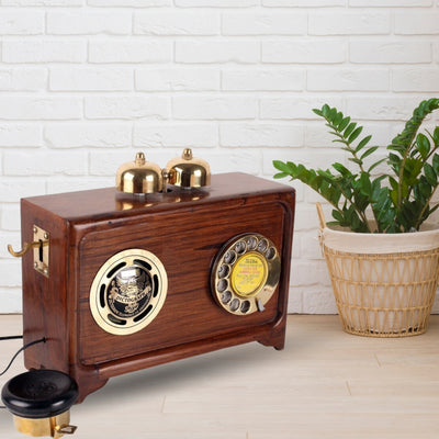 Brown Wooden Fully Working Replica Antique Radio Telephone