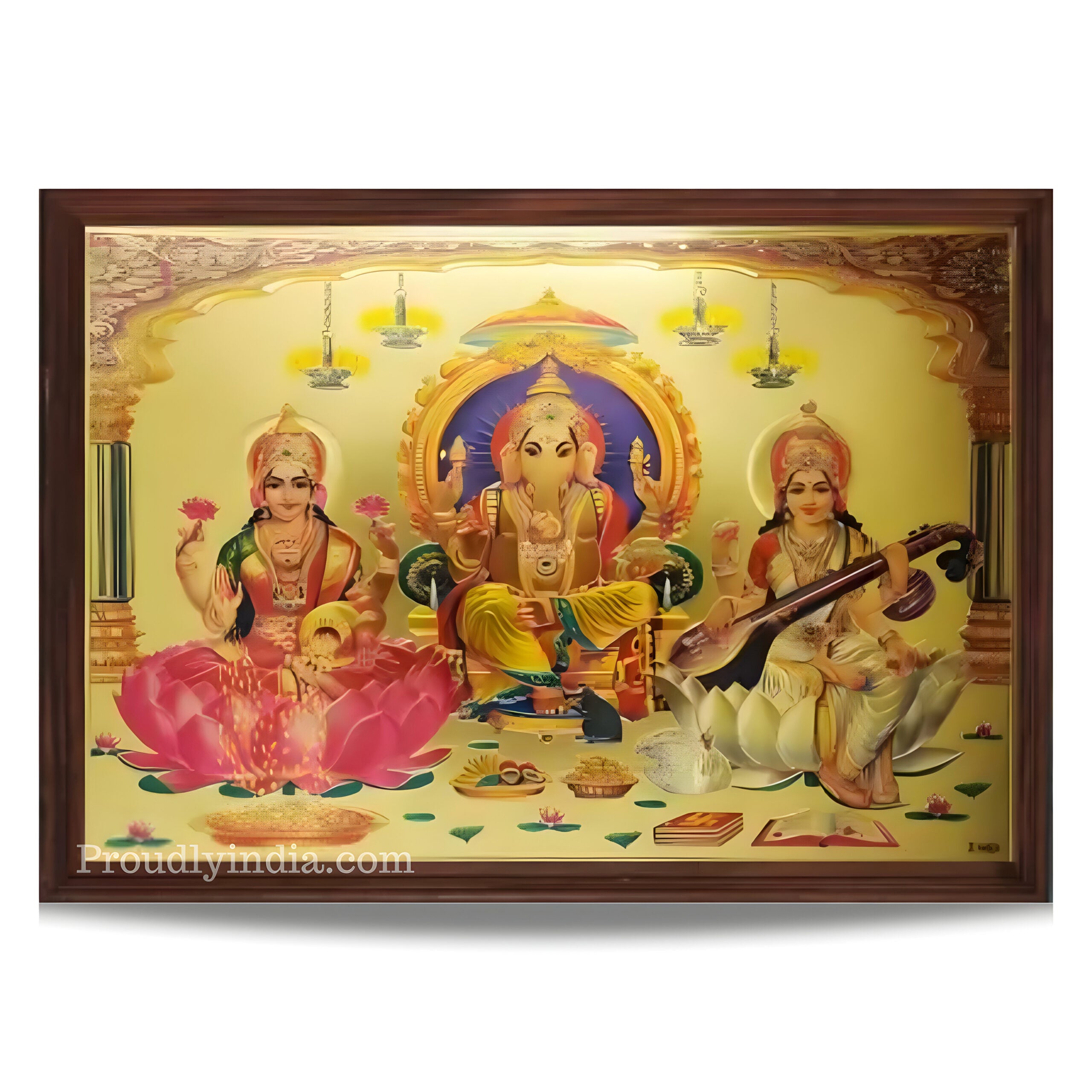 Lakshmi ganesha and saraswati Idol Religious Frame