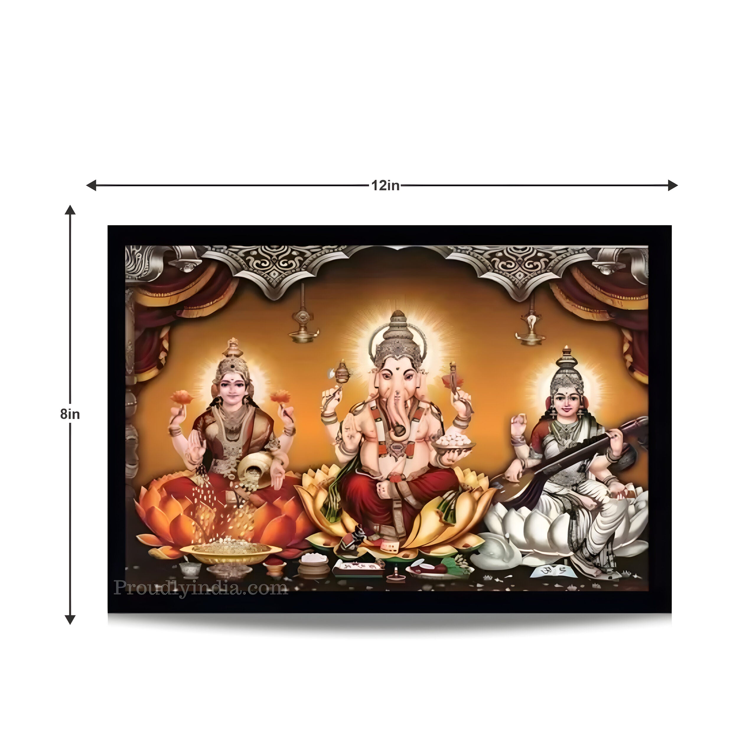 Lakshmi Ganesh Saraswati Idol Religious Frame