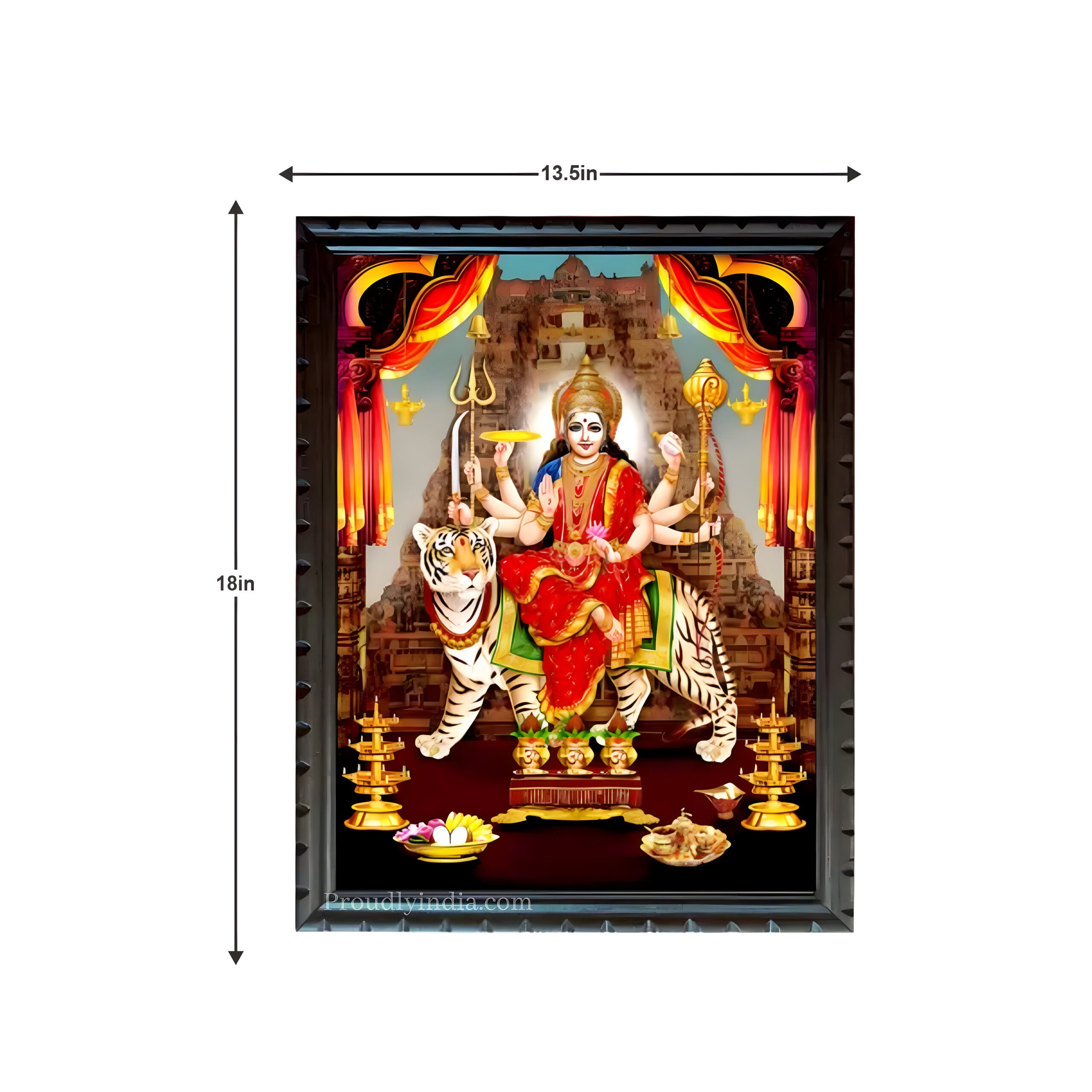 Lord Durga Maa Digital Print With Wood Frame