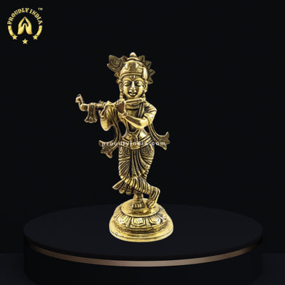Brass Shri Krishna With Flute Statue
