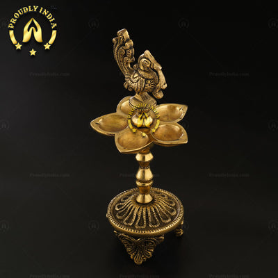 Set of 2 Brass Antique Finish Brass Annam 5 wick Lamp.