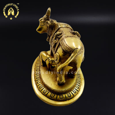 Brass Kamdhenu Cow and Calf Statue