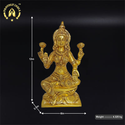 12" Brass Goddess Lakshmi Statue