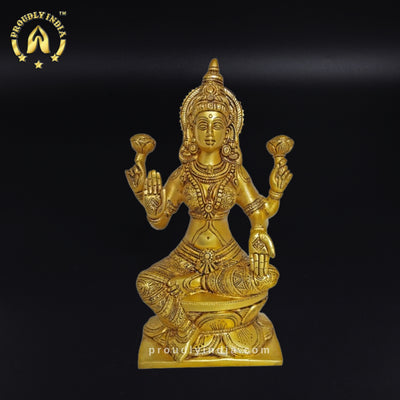 12" Brass Goddess Lakshmi Statue