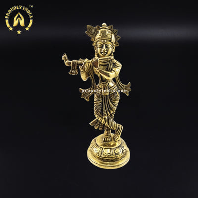 Brass Shri Krishna With Flute Statue