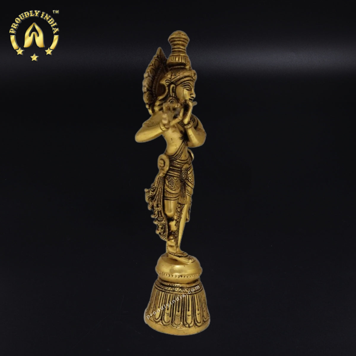 11" Brass Shri Krishna With Flute Statue
