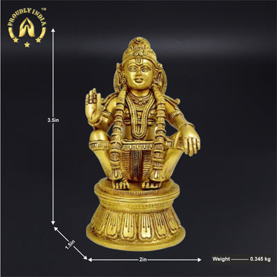 3.5" Brass Ayyappan Swamy Statue