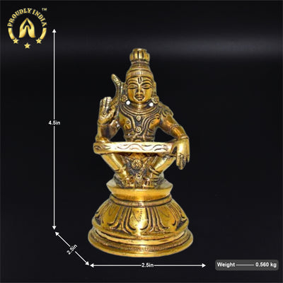 4.5" Brass Ayyappan Swamy Statue