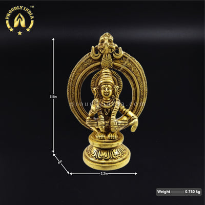 5.5" Brass Ayyappan Idol with Arch