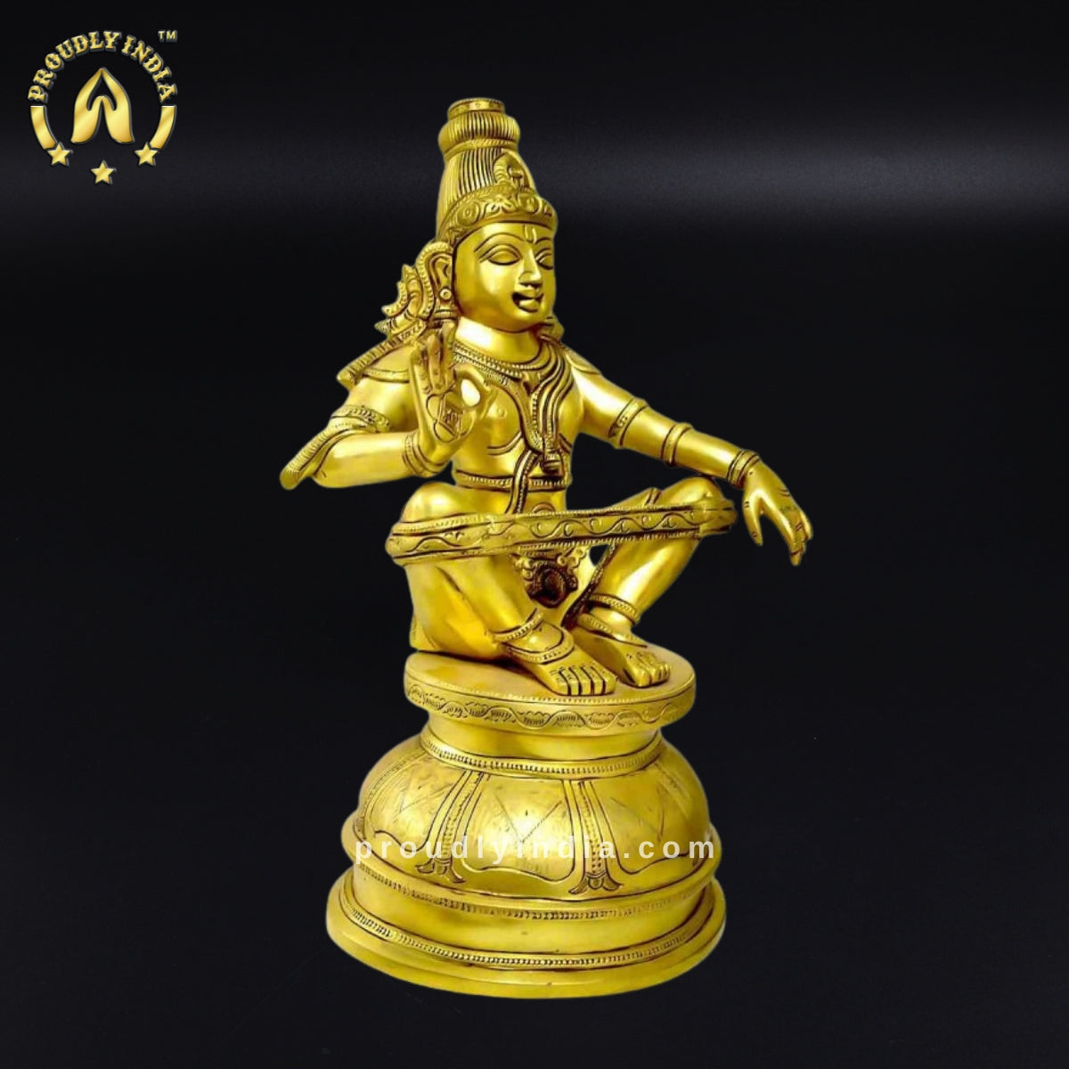 6.5" Brass Ayyappan Swamy Statue