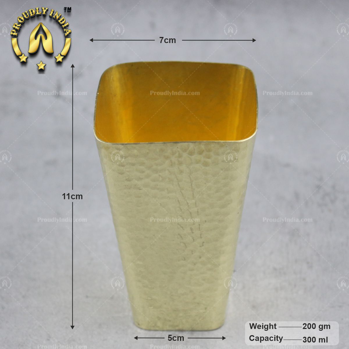 Square Brass Hammered Glass