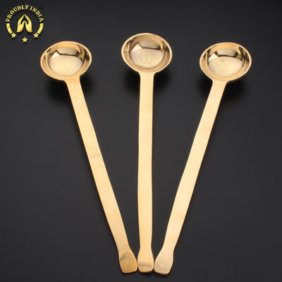 Set of 3 Brass Gravy Serving Ladle | Kuzhi Karandi