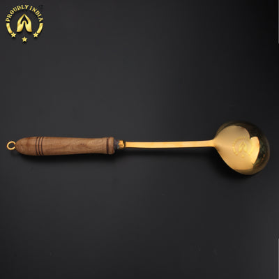 Brass Scoop Ladle with Wooden Handle