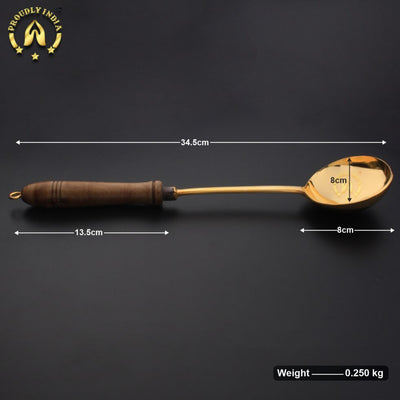 Brass Scoop Ladle with Wooden Handle