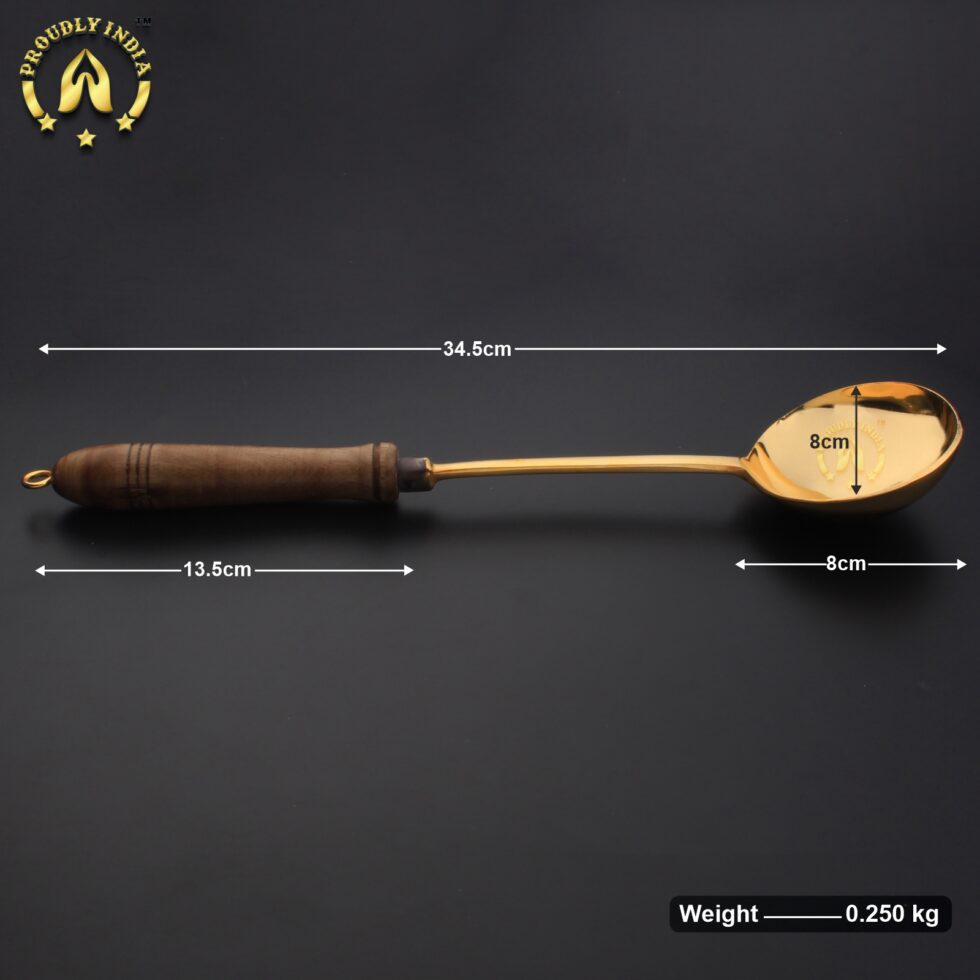 Brass Scoop Ladle with Wooden Handle