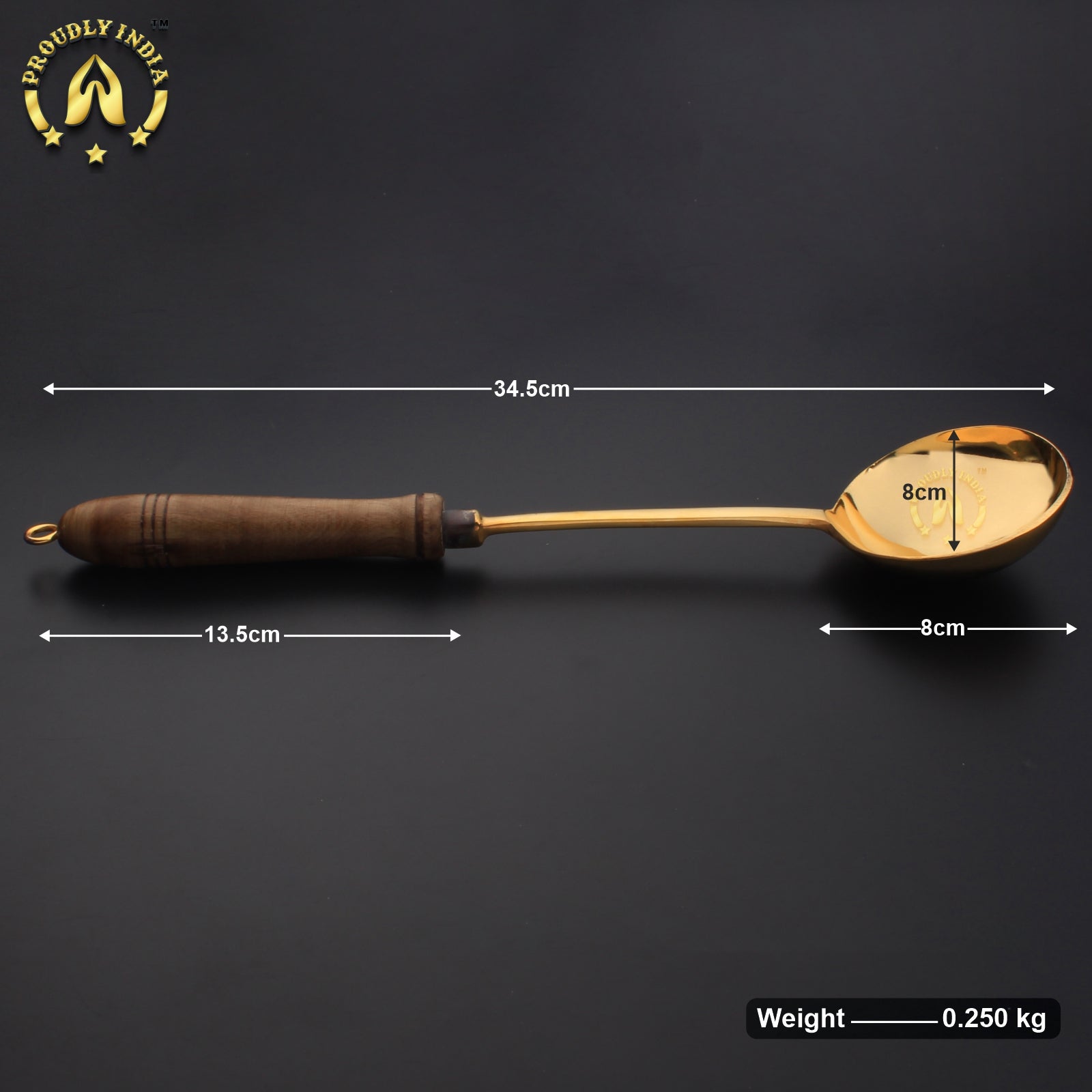 Set of 5 Brass Ladle with Wooden Handle