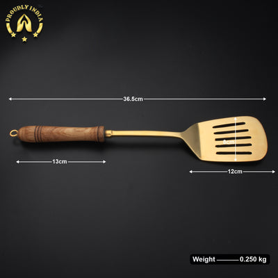 Set of 5 Brass Ladle with Wooden Handle