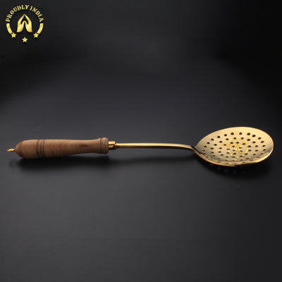 Brass Skimmer With Wooden Handle