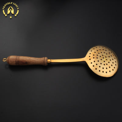 Brass Skimmer With Wooden Handle