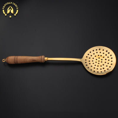 Brass Skimmer With Wooden Handle